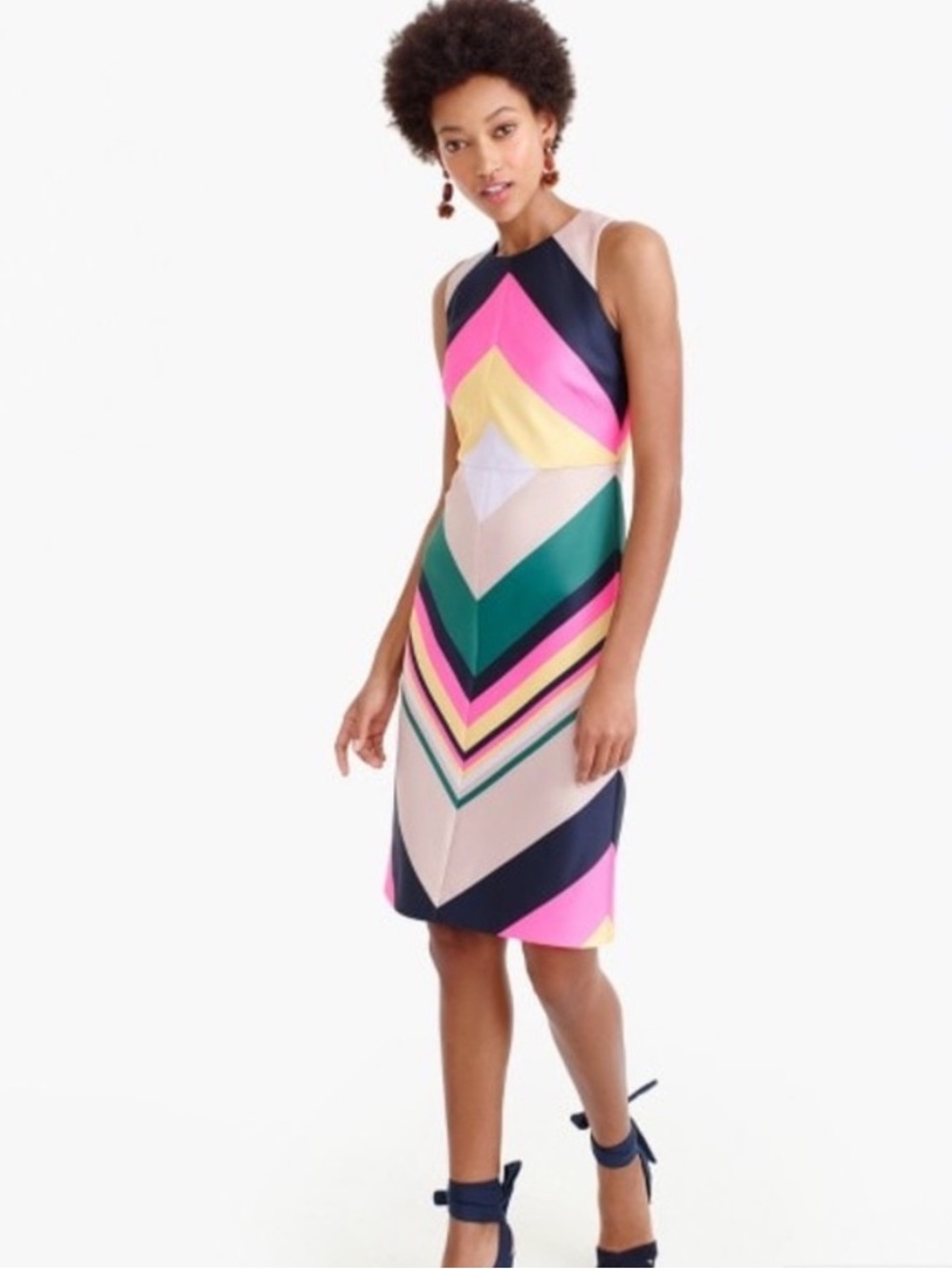 J Crew Collection - Rainbow Pop Chevron Stripe Dress
